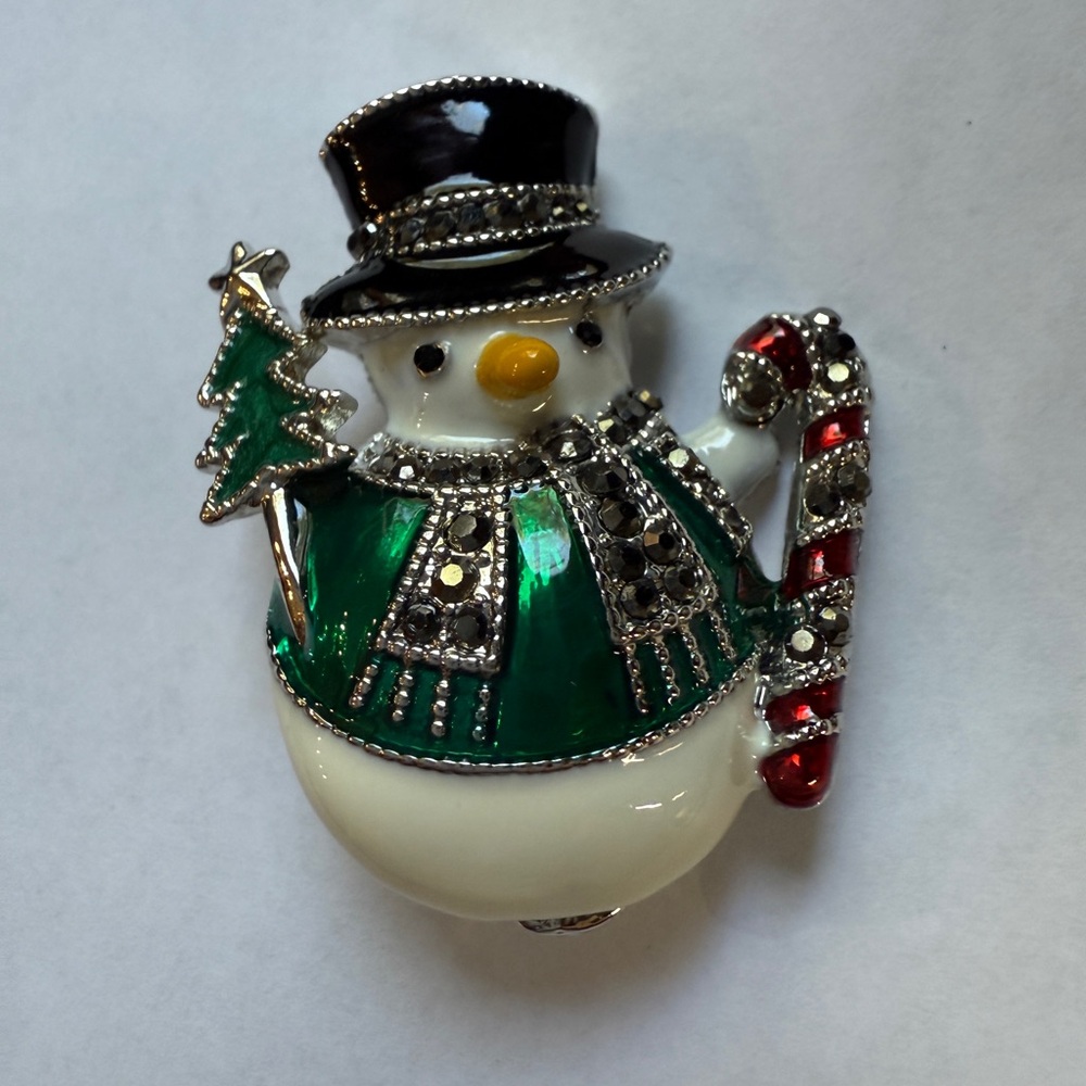 Monet Brooch Snowman Signed Vintage 1.5 Inches